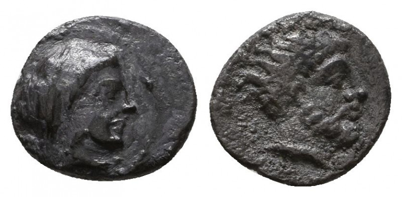 CILICIA, Uncertain. 4th century BC. AR Obol . Veiled head of Demeter right / Bea...