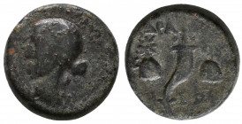 Mysia, Adramytion. Circa 133-67 BC. AE. Laureate hea of apollo left; bow and quiver over shoulder / Cornucopia between caps of Dioskouroi.

Condition:...