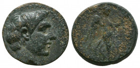 Cilicia, Soli-Pompeiopolis, after 66 BC. Æ. Bare head of Pompey (or M. Antony?) r. R/ Nike advancing r., holding wreath and palm; uncertain monograms....