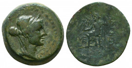 CILICIA. Adana. 164-27 BC. AE . Veiled bust of Demeter to right; behind, eagle standing left, head to right; on neck, countermark: radiate head to rig...