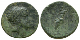 TARKONDIMOTOS, king of Eastern Cilicia, 39-31. Bronze, Hieropolis-Castabala. AE . Diademed head r. Rev. BASILEWS - TARKONDIMOTOU / FILANTWNIOU Zeus, n...