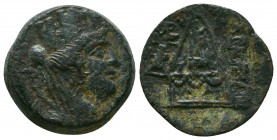 CILICIA. Tarsos. 164-27 BC. AE . Turreted, veiled and draped bust of the city-goddess to right. Rev. TΑΡΣΕΩΝ Sandan, holding hammer and flower, standi...