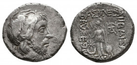 KINGS of CAPPADOCIA. Ariobarzanes III Eusebes Philoromaios. 52-42 BC. AR Drachm. Dated RY 11 (42 BC). Diademed head right / Athena Nikephoros standing...