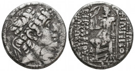 SELEUKID KINGS OF SYRIA. Philip I Philadelphos. Circa 95/4-76/5 B.C. AR . Laureate bust left / Seated left on throne; ΒΑΣΙΛΕΩΣ ΦΙΛΙΠΠΟΥ ΕΠΙΦΑΝΟΥΣ ΦΙΛΑ...