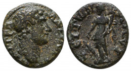 Hadrian Æ17 of Laertes, Cilicia. AD 117-138. ΑΥ ΚΑΙ ΤΡ [ΑΔΡΙΑΝΟΣ], laureate head right / ΛΑΕΡΤΕΙΤWΝ, Tyche, standing left, holding rudder and cornucop...