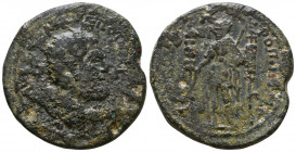 CILICIA, Tarsus. Pupienus. 238 AD. Æ . Laureate, draped, and cuirassed bust right, seen from behind / Perseus standing left, holding Gorgon's head and...