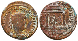 CILICIA. Aegeae. Valerian I, 253-260. Tetrassarion , CY 300 = 253/4 AD. AY KA ΠOY ΛIK OYAΛЄPIANOC CB Radiate, draped and cuirassed bust of Valerian I ...