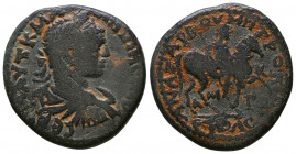 Cilicia, Anazarbus . Elagabalus. AD 218-222. Æ .
Obverse: ΑΥΤ Κ Μ ΑΥΡ ΑΝΤΩΝƐΙΝΟϹ ϹƐΒ; laureate and draped bust of Elagabalus, l.
Reverse: ΑΝΑΖΑΡΒΟΥ ...
