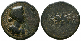 CILICIA. Diocaesarea. Faustina II (Augusta, 147-175). Ae. Obv: ΑΝΝΙΑ ΦΑVСΤЄΙΝΑ СЄΒΑСΤΗ. Draped bust right. Rev: ΑΔΡΙΑΝΩΝ ΔΙΟΚЄСΑΡЄΩΝ. Winged thunderbo...