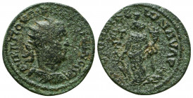 CILICIA. Hierapolis-Castabala. Volusian. 251-253 AD. Æ. Radiate, draped, and cuirassed bust right / Tyche standing left, holding rudder and cornucopia...