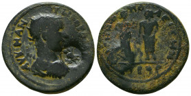 Valerianus I (253-260 AD). AE28 (20.35 g), Irenopolis-Neronias, Cilicia, Year 203 (=253/254 AD).
Obv. AYT K Π ΛI OYAΛEPIAON (sic)..., Radiate and cuir...