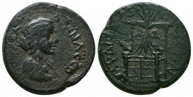CILICIA. Diocaesarea. Julia Domna, Augusta, 193-217. Tetrassarion. IOYΛIA ΔOMNA CЄB Draped bust of Julia Domna to right. Rev. AΔP ΔIOKAICAPЄΩN Winged ...