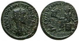 CILICIA, Aegeae. Philip II. AD 247-249. Æ. Dated CY 272 (AD 245/6). Laureate, draped, and cuirassed bust right / Tyche seated left, holding temple; at...