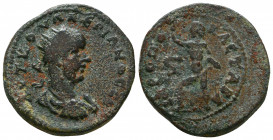 CILICIA, Hierapolis-Castabala. Valerian I. AD 253-260. Æ. Radiate, draped, and cuirassed bust right / Helios standing left, raising arm.
Reference:SNG...