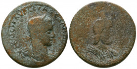 CILICIA, Aegeae. Severus Alexander. 222-235 AD. Æ . Dated Caesarean Era 276 (229/30 AD). Laureate, draped, and cuirassed bust right / Draped bust of S...