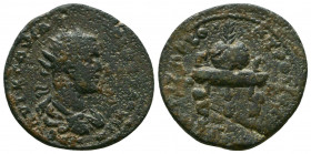 Cilicia, Anazarbus. Valerian I. A.D. 253-260. AE . Dated year 272 (253/254 A.D.). AVT K OVAΛEPIANOC CE, radiate, draped, and cuirassed bust right, see...