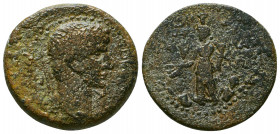 CILICIA, Mallus. Nero. AD 54-68. Æ. Laureate head right; [star to right] / Fortuna standing left, holding cornucopia; to lower left and right, two riv...