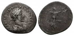 Hadrian (117-138). Cappadocia, Caesarea-Eusebia. AR Hemidrachm, year 4 (120/1). Laureate, draped and cuirassed bust r. R/ Victory advancing r., holdin...