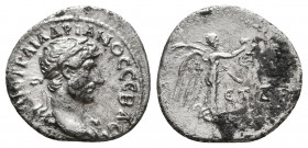 Hadrian (117-138). Cappadocia, Caesarea-Eusebia. AR Hemidrachm, year 4 (120/1). Laureate, draped and cuirassed bust r. R/ Victory advancing r., holdin...
