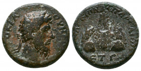 CAPPADOCIA. Caesarea. Marcus Aurelius (161-180). Ae.
Obv: AYTOKP ANTWNEINOC CEBACTOC.
Laureate head right.
Rev: KAICAREWN T Π APΓΑΙW / ET Γ.
Mount Arg...