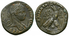 SYRIA, Seleucis and Pieria. Laodicea ad Mare. Elagabalus. AD 218-222. BI Tetradrachm . Laureate bust right, slight drapery on far shoulder / Eagle sta...