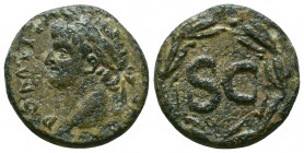 Domitian, as Caesar, Æ Semis of Antioch, Seleucis and Pieria. AD 69-81. Laureate head left / SC within laurel wreath.
Reference:McAlee 403c; RPC 2017
...