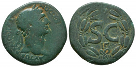 Seleucis and Pieria. Antioch. Trajan AD 98-117.
Bronze Æ
ΑΥΤΟΚΡ ΚΑΙϹ ΝΕΡ ΤΡΑΙΑΝΟϹ ΑΡΙϹΤ ϹΕΒ ΓΕΡΜ ΔΑΚ, laureate bust right, with slight drapery / Large...