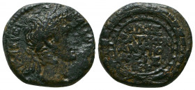 Augustus Æ As of Antioch, Seleucis and Pieria. Dated year 27 of the Actian Era = 5/4 BC. KAIΣAPI ΣEBAΣTΩ APXIEPEI, laureate head right / APXIEPATIKON ...
