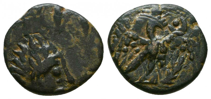 MESOPOTAMIA, Hatra. Autonomous issues. Early-mid-2nd century AD. Æ . Radiate hea...