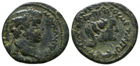 MESOPOTAMIA, Carrhae. Caracalla(?). AD 198-217. Æ . Laureate head of Caracalla right / Turreted, veiled, and draped bust of Tyche right.
Reference:BMC...