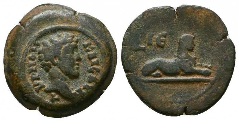 EGYPT. Alexandria. Marcus Aurelius (Caesar, 139-161). Obol. Dated RY 15 of Anton...
