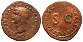 Tiberius (14-37 AD). AE , Rome, 21-22 AD.
Obv. TI CAESAR DIVI AVG F AVGVST IMP VIII, bare head left.
Rev. PONTIF MAXIM TRIBVN POTEST XXIIII, in centre...