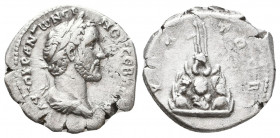 Cappadocia, Caesarea. Antoninus Pius. A.D. 138-161. AR drachm. A.D. 139. AYTOKP ANTWNEI-NOC CEBACTOC, laureate head right / YPA-TOC B, agalma of Mount...