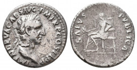 Nerva AD 96-98. Rome
Denar AR
IMP NERVA CAES AVG P M TR P COS III P P; Laureate head of Nerva right / SALVS PUBLICA; Salus seated left holding ears of...