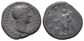 Hadrian, 117 – 138
Denarius 125-128, AR. IMP HADRIANVS – AVGVSTVS Laureate bust r., with drapery on l. shoulder. Rev. COS III Genius standing l., sacr...