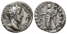 Marcus Aurelius (161-180 AD). AR Denarius , Rome, 166/167 AD.
Obv. M ANTONINVS AVG ARM PARTH MAX, laureate head to right.
Rev. TR P XXI IMP IIII COS I...