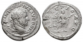 Caracalla (196-217) - AR Denarius Rome - ANTONINUS PIUS AVG BRIT, laureate bust right / PROFECTIO AVG, Caracalla in military attire standing right, ho...