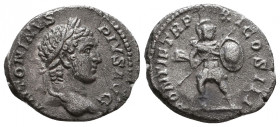 Caracalla (198-217). AR Denarius . Rome, 208. Laureate head r. R/ Mars advancing l., looking r., holding spear and shield.
Reference:RIC IV 100; RSC 4...