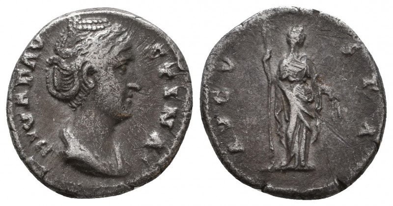 Diva Faustina I AR Denarius. Rome, AD 145-146. Struck under Marcus Aurelius. DIV...