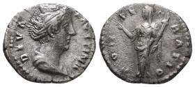Diva Faustina Senior AR Denarius. Struck under Antoninus Pius, Rome, AD 141. DIVA FAVSTINA., draped bust right / CONSECRATIO, Ceres standing left, rai...