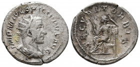 Philippus I Arabs (244-249 AD). AR Antoninianus, Rome, AD 244-247.
Obv. IMP M IVL PHILIPPVS AVG, Laureate, draped and cuirassed bust to right.
Rev. SE...