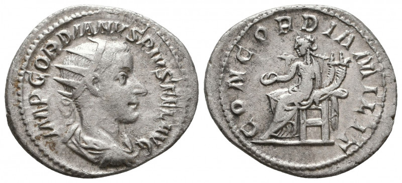 Gordian III AR Antoninianus. Rome, AD 240. IMP CAES M ANT GORDIANVS AVG, radiate...