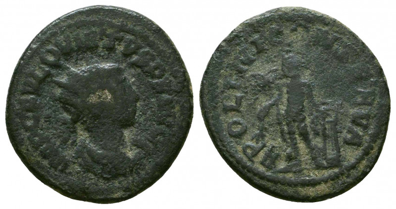 Quietus Æ Antoninianus. Antioch, AD 260-261. Radiate and draped bust right / Apo...
