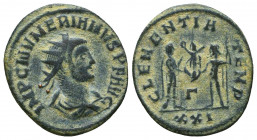 Numerianus (283-284)
AE-Antoninianus.
Antioch, 283-284
Obv.: M AVR NVMERIANVS NOB C
Radiate, cuirassed, drapped bust r.
Rev.: VIRTVS AVGG / Γ / XXI
Pr...