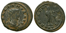 Gallienus. A.D. 253-268. Silvered AE antoninianus. Antioch, A.D. 267. GALLIENVS AVG, raditate, draped and cuirassed bust right / AETERNITAS AVG, Satur...