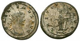 Gallienus (253-268 AD). AE Antoninianus , Mediolanum (Milano), 263 AD.
Obv. GALLIENVS AVG, radiate head right.
Rev. VIRTVS AVG, Virtus standing left, ...
