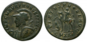 Probus (276-282 AD). AE Antoninianus, Cyzicus (Balız), c. 280 AD.
Obv. IMP C M AVR PROBVS P F AVG, radiate, helmeted and cuirassed bust left, holding ...
