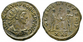 Probus. A.D. 276-282. AR antoninianus . Antioch mint, struck A.D. 276. IMP C M AVR PROBVS P F AVG, radiate, draped, and cuirassed bust right, seen fro...
