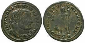 Constantinus I. Follis. 312-313 AD. Thessalonica. (Spink-15972). (Ric-61B). Rev.: IOVI CONSERVATORI AVGG NN, Jupiter standing facing, head left, chlam...