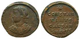 Constantine II, as Caesar, 316-337. Follis, Antiochia, 324-325. Laureate, draped and cuirassed bust of Constantine II facing with his head turned to l...